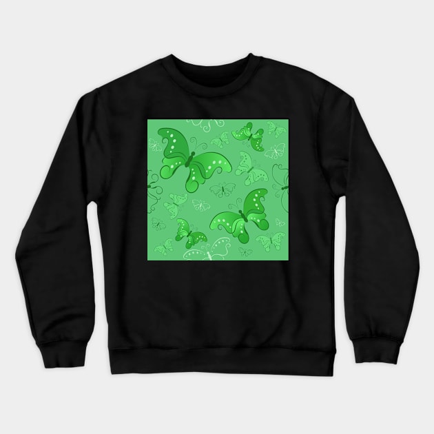 Seamless pattern from butterflies ( Green ) Crewneck Sweatshirt by Blackmoon9